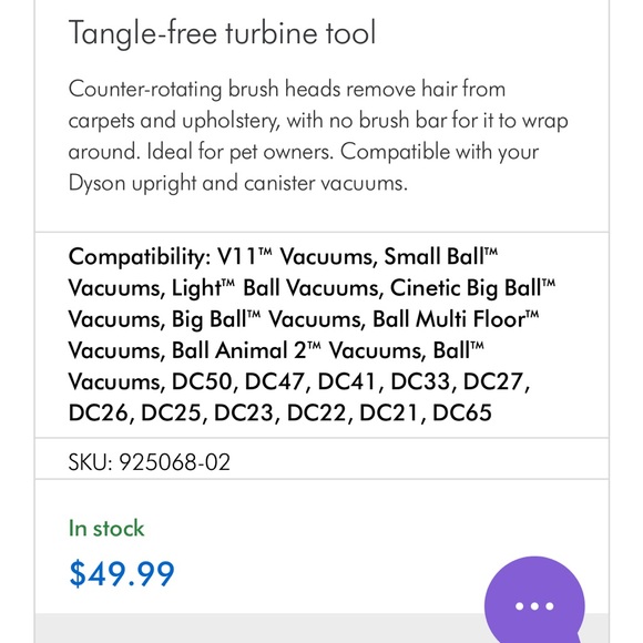 Dyson tangle free turbine tool attachment Dyson animal ball 3 vacuum - Picture 3 of 4